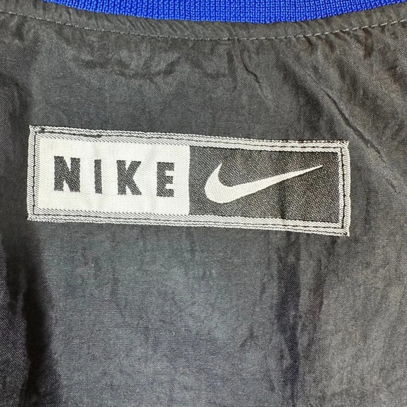 Vintage Nike Center Swoosh Windbreaker Pullover Black Blue XL 90s V-Neck Jacket - Picture 7 of 13